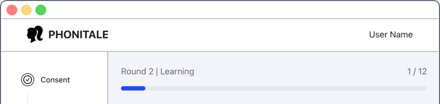 PhoniTale evaluation web platform screenshot